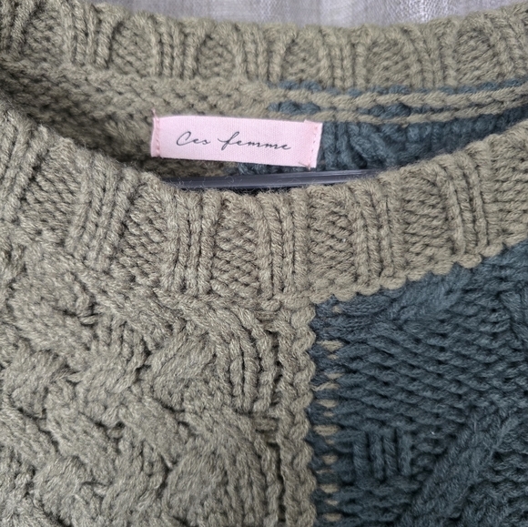 Ces Femme Chucky Green Colorblock Sweater Vest Size Small Oversized - Picture 3 of 5